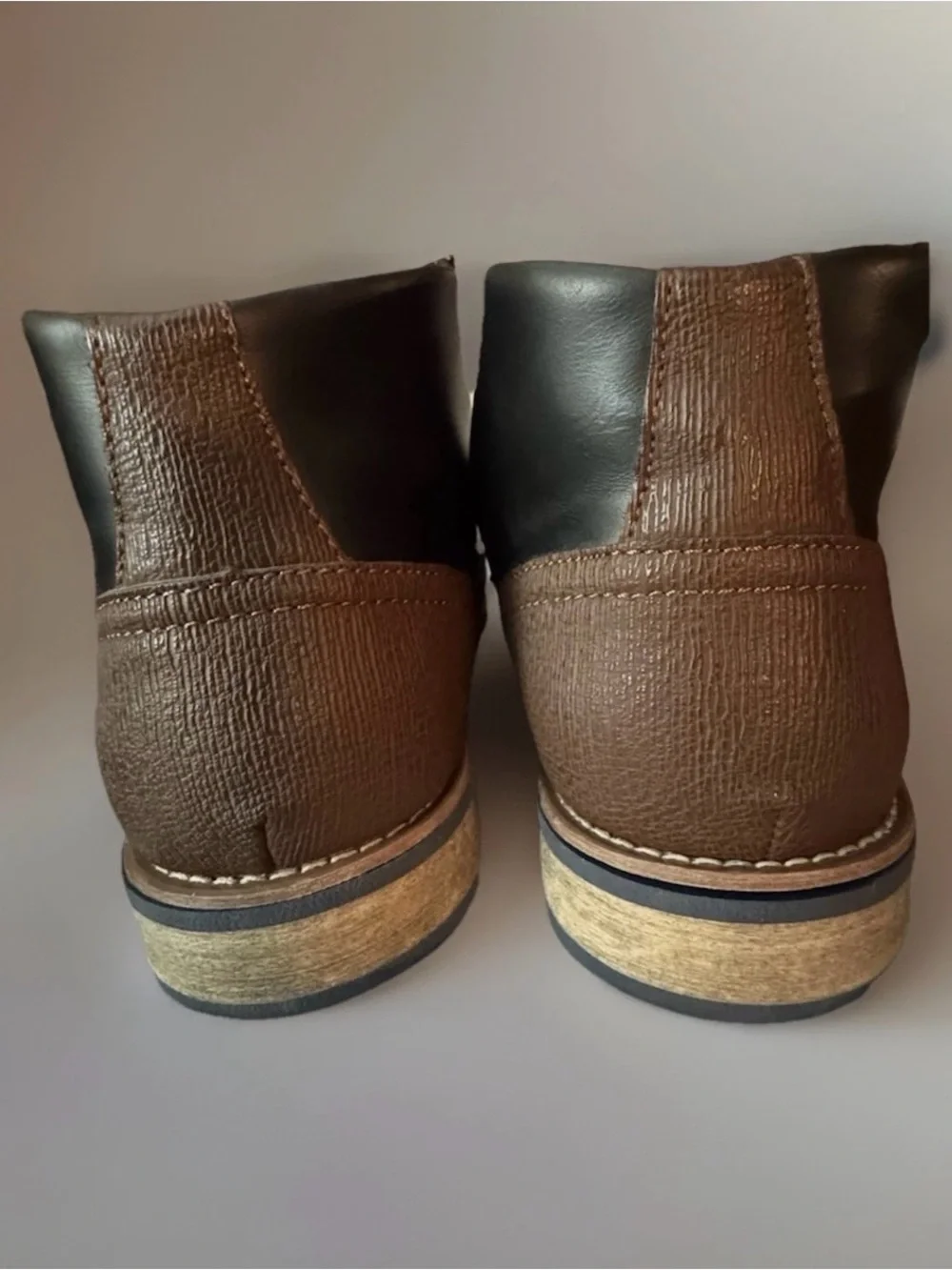 Global Win Tan Black Gray Leather Fashion Ankle Boots Round Toe Zipper Men’s 7.5
